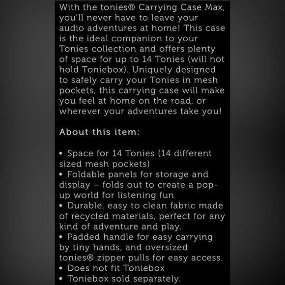 Tonies Toniebox Carrying Case Max Purple Over the Rainbow Zip Storage Carrier. - Picture 9 of 11